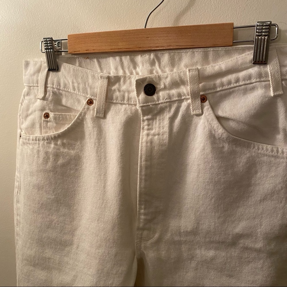 Made in USA 80s 90s Levi’s Orange Tab 505 White Jeans